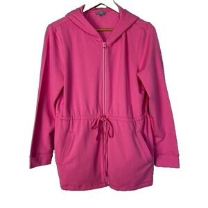 Talbots Modal French Terry Jacket Pink Womens Medium Classic Preppy Travel Soft